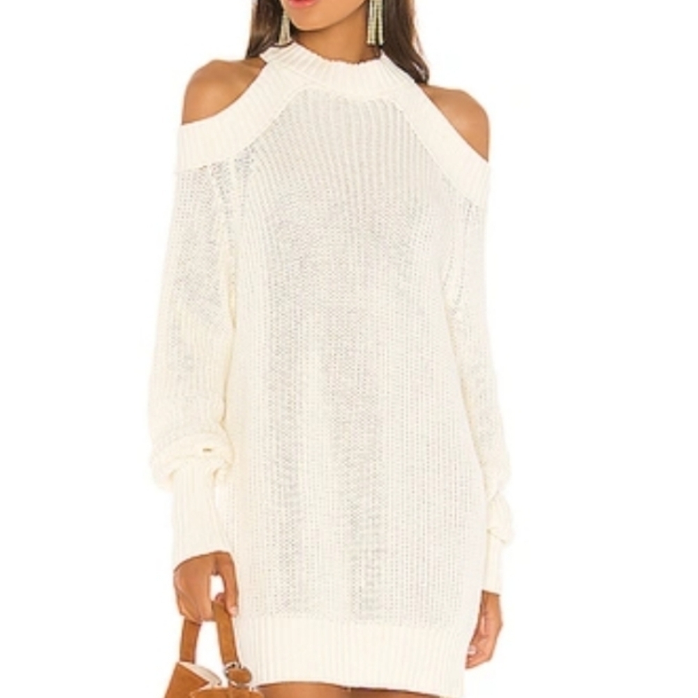 Free people Half Moon Bay Cream Pullover Cold Shoulder Sweater